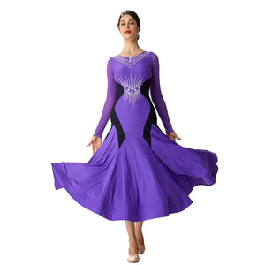 Women's Standard Ballroom Waltz Practice Dress With Long Skirt For Competition