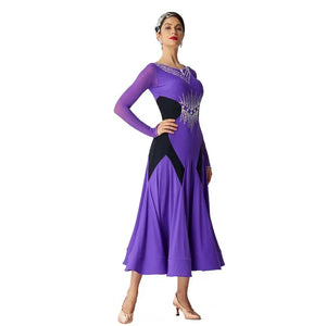 Women's Standard Ballroom Waltz Practice Dress With Long Skirt For Competition