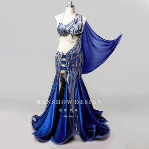 Women's Belly Dance Costume Set With Sequin Embroidery For Competition or Performance