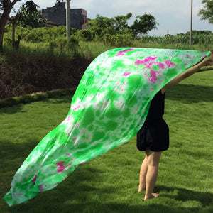 Dance Veil Scarf, Adult, Green & Purple Tie-Dye, Flowy Silk, Belly Dance