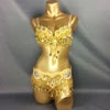 Belly Dance Bra and Belt Set, Women's Gold Sequin Beaded Fringe, Crystal Embellished, Tribal Fusion Dancewear