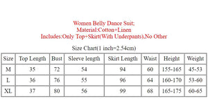 Belly Dance Women's Black Long Sleeve Mesh Crop Top and High Slit Skirt with Studs, Glitter Fabric