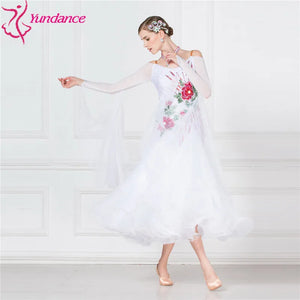 Ballroom Dance Competition Dress In White For Adult Women