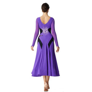 Women's Standard Ballroom Waltz Practice Dress With Long Skirt For Competition
