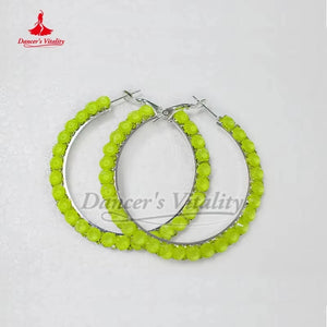 Latin Dance Dress Women's Green & Silver Rhinestone Fringe Open Back Ruffled Chiffon Ballroom Competition Gown