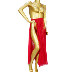 Dance Skirt Women's Red, Blue, Green Sheer Chiffon High Slit Maxi Skirt for Belly Dance