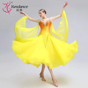 Women's Standard Ballroom Waltz Dress With Rhinestones Multicolor For Competition