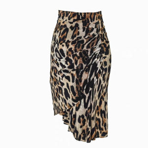 Women's Brown Leopard Print One-Shoulder Asymmetrical Hem Latin Dance Dress