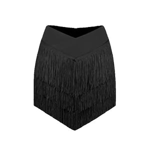 Women's Halter Neck Ruched Crop Top & Layered Fringe Latin Dance Skirt Set