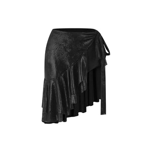 Women's Black Glitter Long Sleeve Crop Top and Leopard Print Ruffle Skirt Latin Dancewear, Women's Burgundy Glitter Long Sleeve Crop Top and Leopard Print Ruffle Skirt Latin Dancewear, Women's Gold Glitter Long Sleeve Crop Top and Leopard Print Ruffle Ski