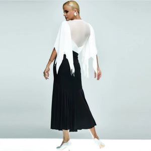 Women's Black V-Neck Long Sleeve Ruffle Latin Dance Dress