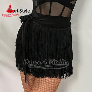 Women's Pink, Yellow, Blue Fringe Latin Dance Dress with Cut-Out Bodysuit & Headband