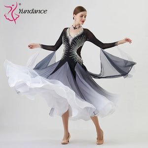 Women's Standard Ballroom Waltz Dress With Rhinestones Multicolor For Competition Performance