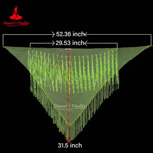 Belly Dance Hip Scarf, Women's Teal Blue Sequin Fringe Mesh Skirt, Latin Dance Hip Wrap