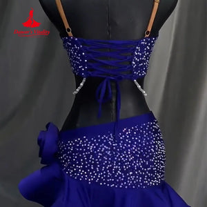 Women's & Girls' Latin Ballroom Dance Dress With AB Rhinestones and Fishtail Hem For Performance