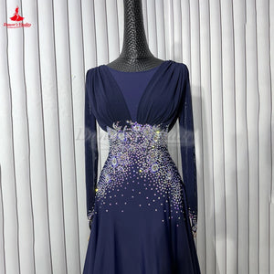Women's Ballroom Dance Dress With Long Sleeves For Practice Or Competition