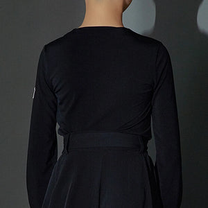 Boys Ballroom Dance Shirt with Lace-Up Neckline and High-Waisted Trousers, White, Lavender, Black Long Sleeve Latin Dance Top and Pants Set