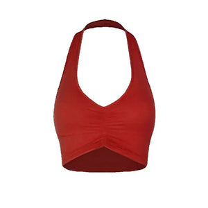 Women's Black Halter Neck Ruched Crop Top & Side Drawstring Ruffle Hem Skirt Latin Dancewear Set