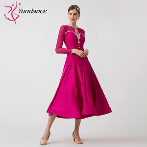 Women's Standard Ballroom Waltz Competition Dress With Rhinestones Multicolor For Performance