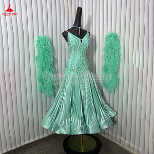 Ballroom Dance Dress Backless With Ostrich Feathers For Women's Competition Waltz Foxtrot Tango Quickstep