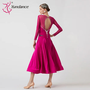 Women's Standard Ballroom Waltz Competition Dress With Rhinestones Multicolor For Performance