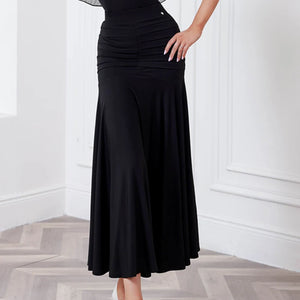 Women's Black Off-Shoulder Ruffled Ruched Ballroom Dance Dress, Light Blue Off-Shoulder Ruffled Ruched Ballroom Dance Dress, Mauve Off-Shoulder Ruffled Ruched Ballroom Dance Dress