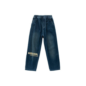 Kids' Unisex Blue Denim Hip Hop Dance Outfit with Vest, White T-Shirt, and Loose-Fit Pants