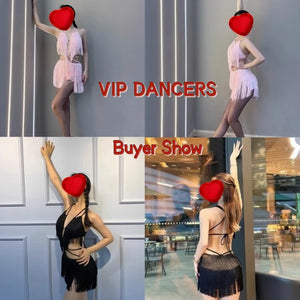 Lyrical Dance Dress Women's Pink Fringe Cutout Halter Mini Dress, Latin Dance Dress Women's Black Fringe Cutout Halter Mini Dress, Latin Dance Dress Women's White Fringe Cutout Halter Mini Dress