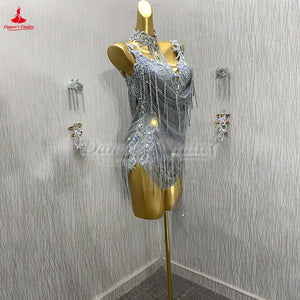 Women's Latin Ballroom Dance Dress Sleeveless For Cha-Cha Samba Rumba Jive Competition And Exam