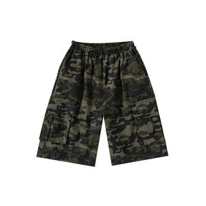 Kids Camouflage Hip Hop Dance Vest & Shorts Set, Black/Green/Red/White Cotton Blend, Street Dance
