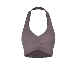 Women's Halter Neck Ruched Crop Top & Layered Fringe Latin Dance Skirt Set