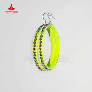 Ballroom Dance Dress Women's Neon Green Feathered Embellished Long Sleeve Standard Smooth Dress