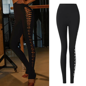 Women's Black High-Waisted Cutout Side Detail Dance Leggings