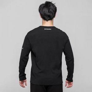 Men's Black & White V-Neck Long Sleeve Textured Latin Dance Shirt