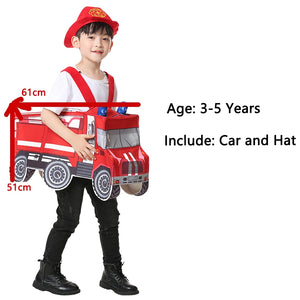 Kids' Red Fire Truck and Black Police Car Costume Play Set