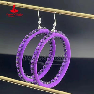 Women's Purple and Silver Sequin Feather Tiered Latin Rhythm Dance Dress