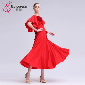 Women's Ballroom Standard Dance Dress Spandex Red For Practice And Training