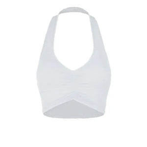 Women's Halter Neck Ruched Crop Top & Layered Fringe Latin Dance Skirt Set