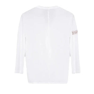 Women's White Long Sleeve Oversized Dance Tunic with Lace Belt & Fishnet Tights, Ballroom