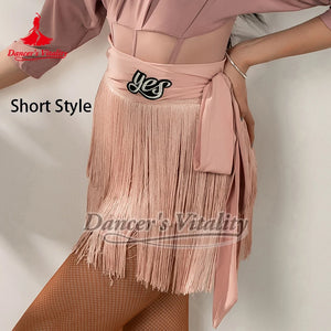 Women's Pink, Yellow, Blue Fringe Latin Dance Dress with Cut-Out Bodysuit & Headband