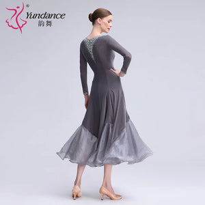 Women's International Standard Ballroom Practice Dress In Grey Velvet
