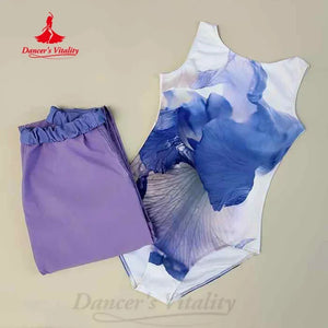 Dance Leotard Women's Multi-color Floral Print Spandex Sleeveless High-Cut Leotard for Ballet Jazz Contemporary Dance