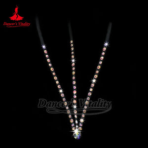 Dance Costume Women White Crystal Rhinestone Fringe Trim Belly Dance Latin Dress Accessory