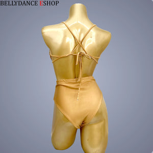 Belly Dance Costume Women's Iridescent Sequin & Rhinestone Bra and High-Waisted Briefs Set - Latin Samba Rave Performance