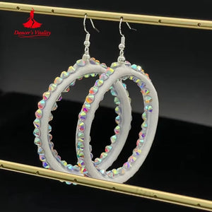 Women's Silver Sequin & Rhinestone Embellished Asymmetrical Latin Ballroom Dance Dress with Pleated Skirt and Draped Sleeves