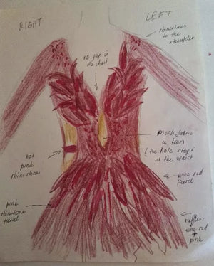 Women's Red and Pink Rhinestone Ruffled Ballroom Dance Dress