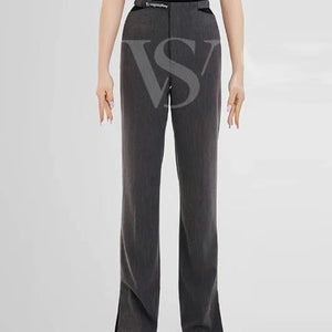 Women's Black and Beige Square Neck Bodysuit with Keyhole and Wide Leg Dance Trousers for Ballroom Dance