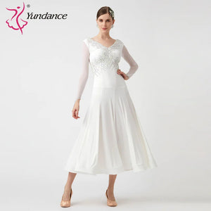 Women's Standard Ballroom Waltz Dress With Rhinestones Multicolor For Competition