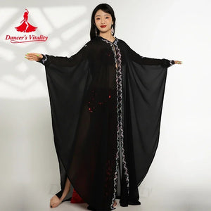 Women's Belly Dance Hooded Loose-Fit Robe With AB Rhinestones For Adult Competition