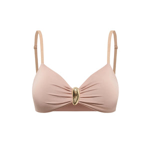 Women's Pink Ruched Asymmetrical Latin Dance Dress with Long Sleeves and Bralette Top